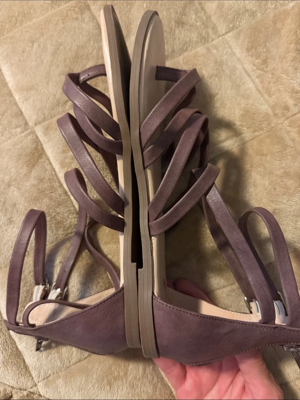 Journee Collection Brown Strappy Wrap Sandals with Nude Footbed